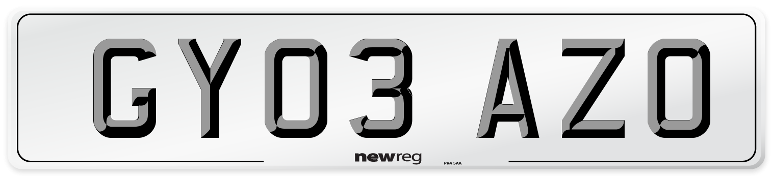 GY03 AZO Number Plate from New Reg
